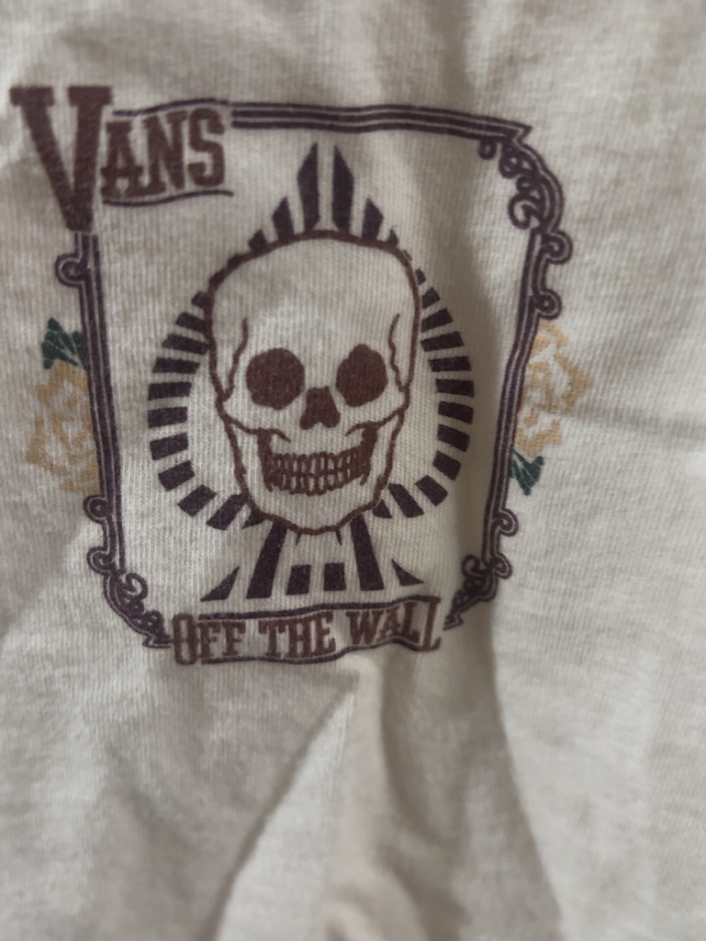 Vans Cream Long Sleeve Tee with Checkerboard Logo - Picture 2 of 4
